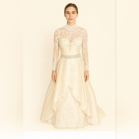 Stephen Yearick Ivory Lace Wedding Dress - Picture 1 of 9